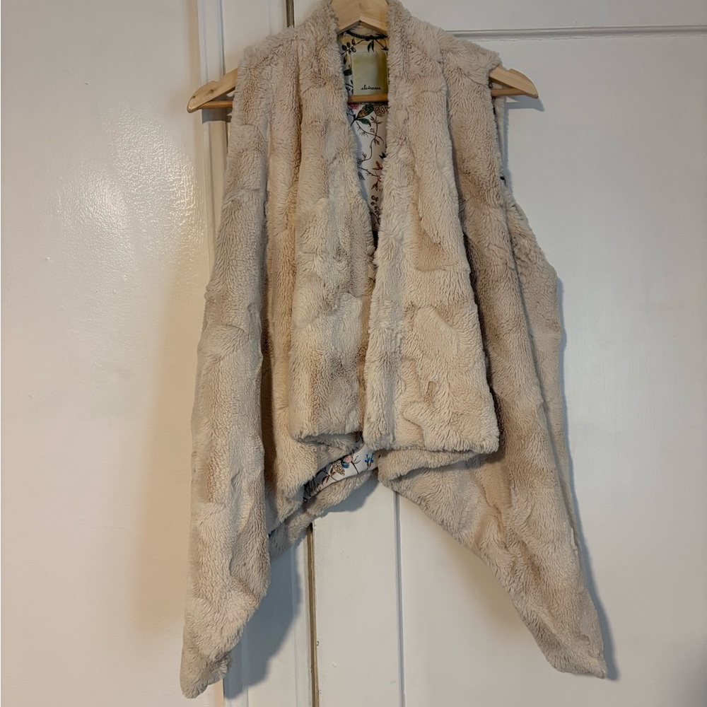 Anthropologie Fur and Floral Lined Vest